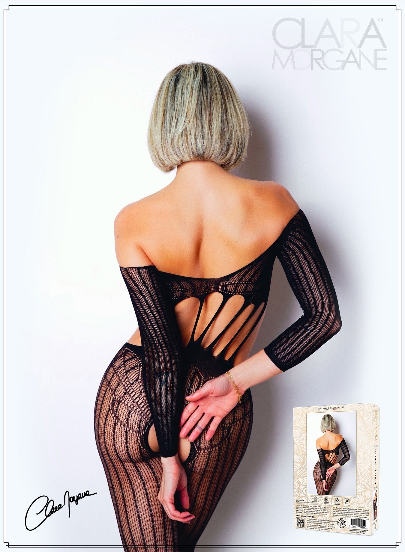 Combi Bodystocking Ouvert Seins Nus Manches Longues