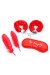 Kit Coquin 4 pièces Menottes Plumes Masque Rouge
