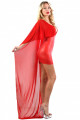 Robe Courte Wetlook Dos Cape Micro Résille Rouge Spazm