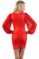 Robe Simili Cuir Sexy Chic Rouge Manche Longue Voile Spazm