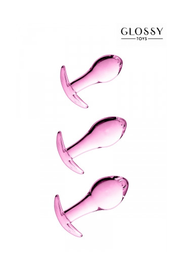 Set 3 Plugs Anal Verre Glossy Toys n° 17 Rose