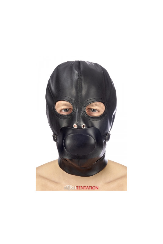 Masque BDSM - FetishTentation - Cagoule BDSM en simili-cuir fermée