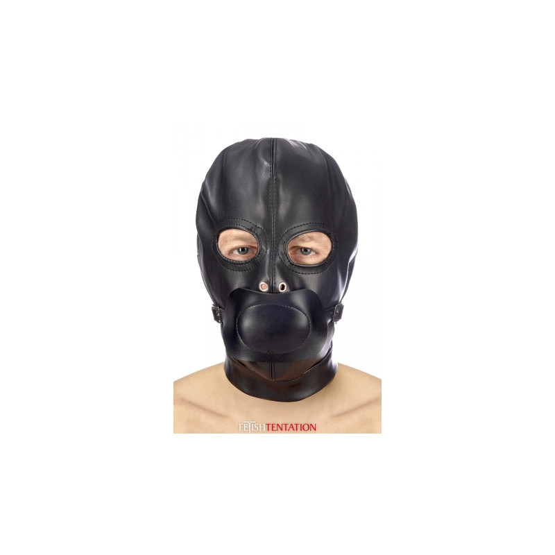 Masque BDSM - FetishTentation - Cagoule BDSM en simili-cuir avec