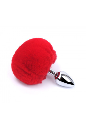 Plug Anal Alu Pompon Rouge Taille S