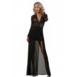 Robe Sexy Chic Longue Micro Résille Jupe Courte Wetlook 