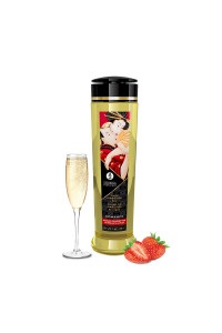 Huile de massage aphrodisiaque fraise vin pétillant 240ml Shunga