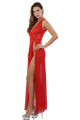 Robe Longue Micro Résille Dentelle Rouge Ultra Fendue Soisbelle