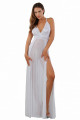 Robe Longue Blanche Micro Résille Transparente Fendue Buste Dentelle Soisbelle