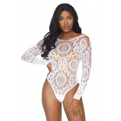 Body Blanc String Sexy Chic Dentelle Crochet