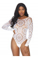 Body Blanc String Sexy Chic Dentelle Crochet Leg Avenue