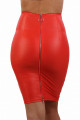 Jupe Longue Sexy Fendue Crayon Rouge Effet Wetlook Zip Dos