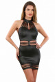 Robe Fetish Wetlook Découpe Liens Sexy Noir Soisbelle