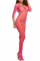 Combinaison Bodystocking Ouvertes Rose Fluo Résille Dreamgirl