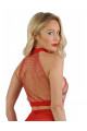 Top Court Rouge Filet Strass Spazm