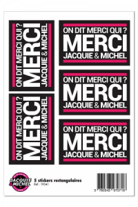 5 Stickers J&M Noir Logo Rectangle Jacquie & Michel