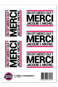 5 Stickers J&M Blanc Logo Rectangle Jacquie & Michel