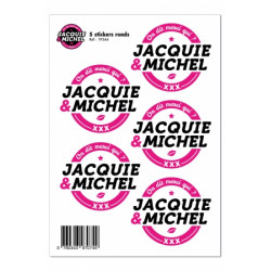 5 Stickers Jacquie et Michel Blanc Logo Rond