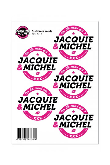 5 Stickers Jacquie et Michel Blanc Logo Rond