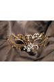 Masque vénitien Elena rigide doré avec strass - HMJ-003B