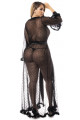 Déshabillé Long Grande Taille Sexy Chic Fine Résille Noire Transparente Mapalé