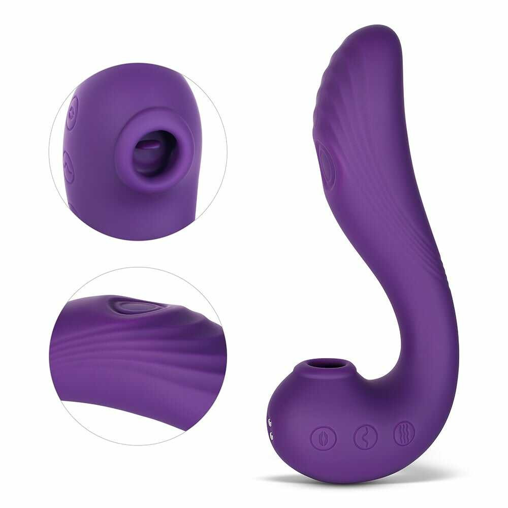 Vibromasseur 3 en 1 Point G et Léchage du Clitoris Angel Violet