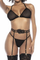 Ensemble Lingerie Sexy en Fine Résille Noire Mapalé