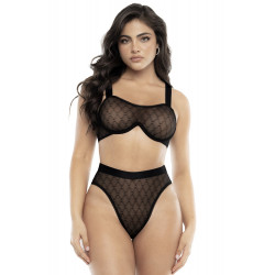 Ensemble 2 Pièces Soutien-Gorge et Culotte Haute Noir