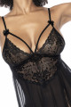 Nuisette Glamour Dentelle et Résille Noire Fendue String Mapalé