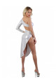 Robe de Soirée Longue Club Sexy Asymétrique Fendue Lamé Nacré Blanc Spazm Clubwear By Soisbelle