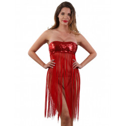 Robe ou Jupe Sequin à Franges Rouge