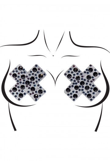Nipples Bijoux Adhésifs Croix Noir