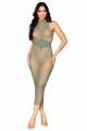 Robe Longue Filet Transparente Verte Design Géométrique sans Couture Dreamgirl