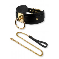 Ensemble Collier Fetish Ras de Cou et Laisse O Ring Noir 