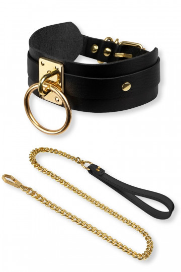 Ensemble Collier Fetish Ras de Cou et Laisse O Ring Noir 