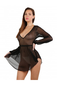 Robe Patineuse Transparente Noire Manches Longues Spazm Clubwear By Soisbelle