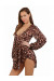 Robe Patineuse Transparente Motif Léopard Manches Longues