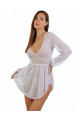 Robe Patineuse Transparente Blanche Manches Longues