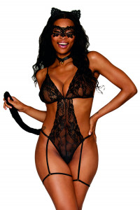 Costume Chatte Sexy 4 Pièces Dreamgirl