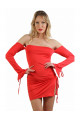Robe Rouge Bustier Manches Evasées Spazm Clubwear By Soisbelle