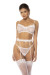 Ensemble FrouFrou 3 Pièces Blanc Soutien Gorge Porte Jarretelles avec Fausse Fourrure et String
