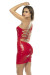 Robe Fetish Vinyl Rouge une Bretelle et Laçage Dos