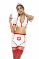 Costume Infirmière Sexy 3 Pièces Top ZiP Jupe et Serre Tête