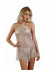 Robe Maille Filet Blanche Strass Laçage Dos