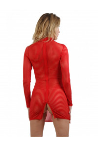 Robe Sexy Transparence Rouge Zip Dos