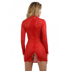 Robe Sexy Transparence Rouge Zip Dos