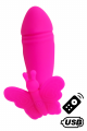 Mini Vibromasseur avec Stimulateur Clitoridien Papillon Rose USB