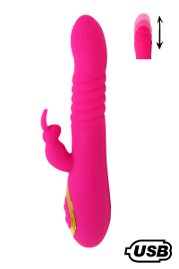 Vibromasseur Rabbit va-et-vient Rose USB Silicone Médicale Coeur Ardent