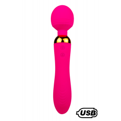 Vibromasseur Wand USB en silicone médical Rose 2 Puissants Moteurs Indépendants