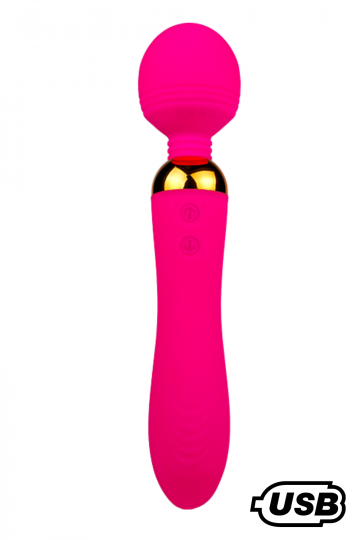 Vibromasseur Wand USB en silicone médical Rose 2 Puissants Moteurs Indépendants