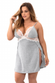 Nuisette Grande Taille Cotés Fendus Coton Finition Dentelle Blanche Mapalé